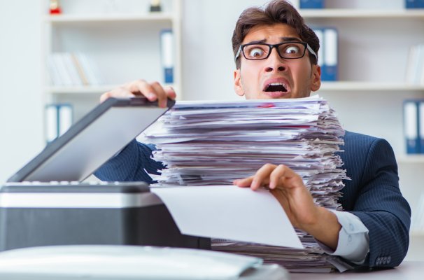 Man overloaded with physical fax papers